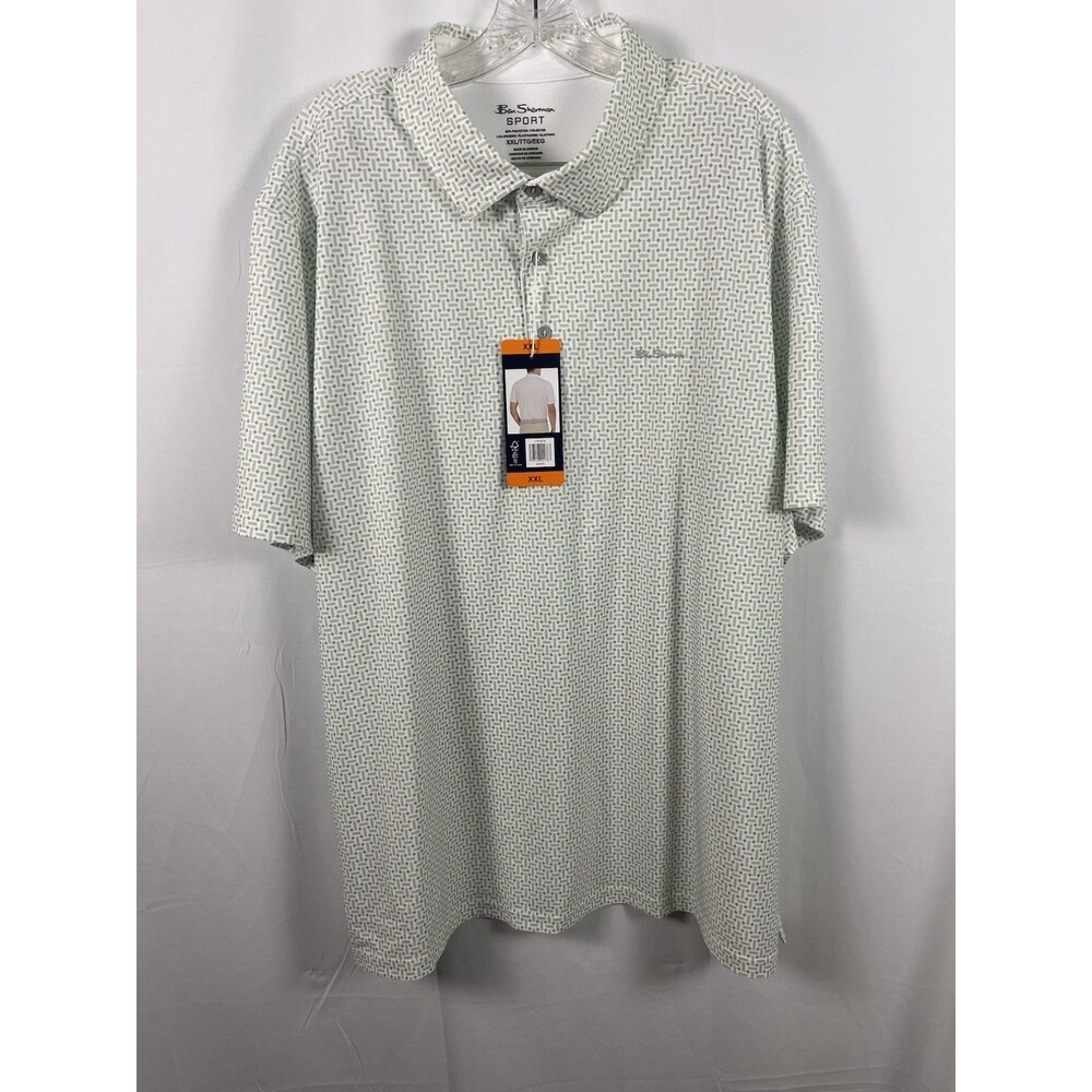 Men’s Ben Sherman Sport Shirt UPF50 Moisture Wicking Sz XXL White 3 Button